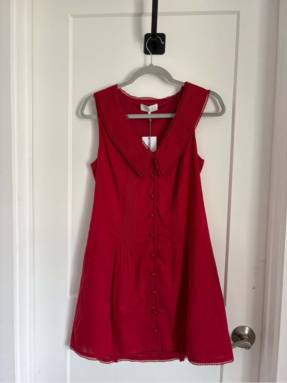 Nordstrom Red Button-Front Sailor Collar Mini Dress